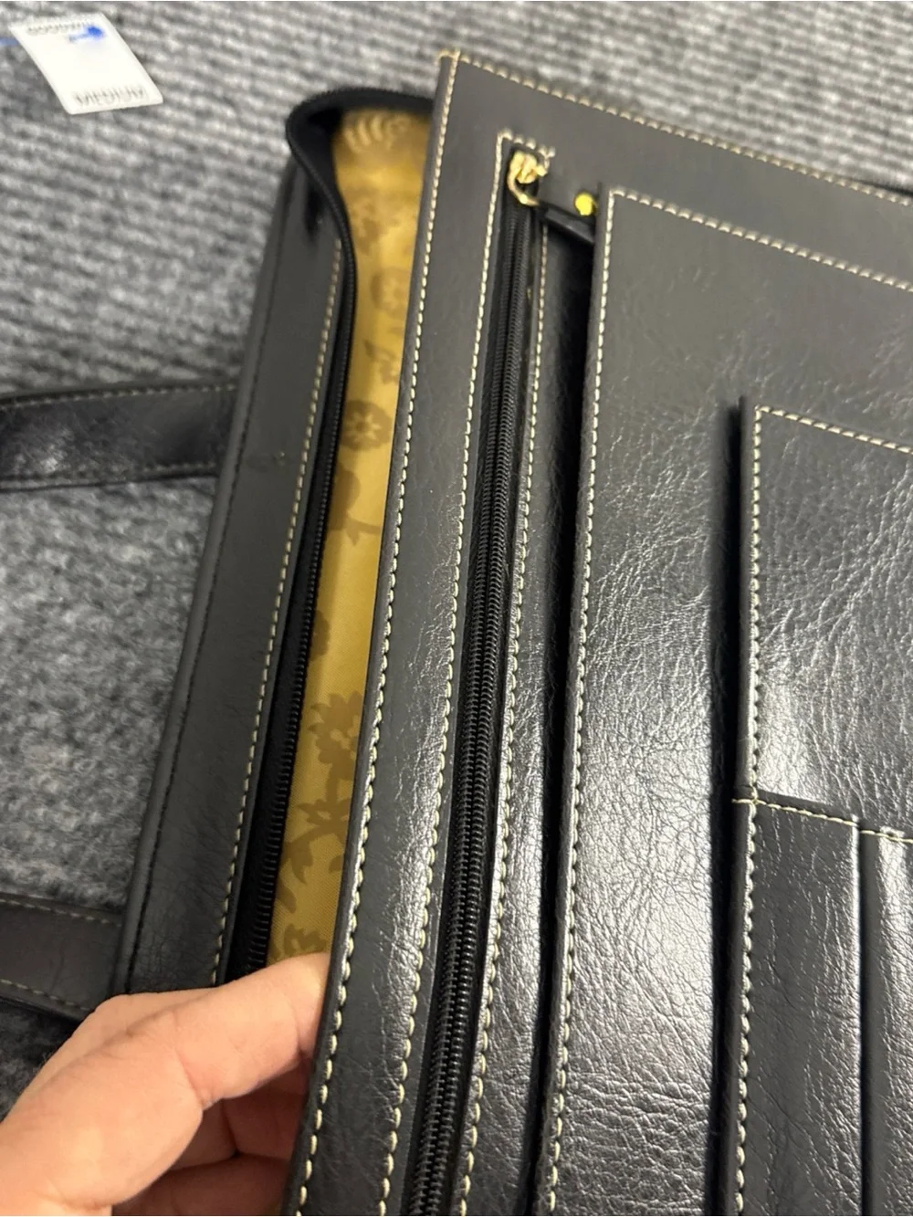 Franklin Covey Binder Briefcase Organizer With Double Handles Black Leather